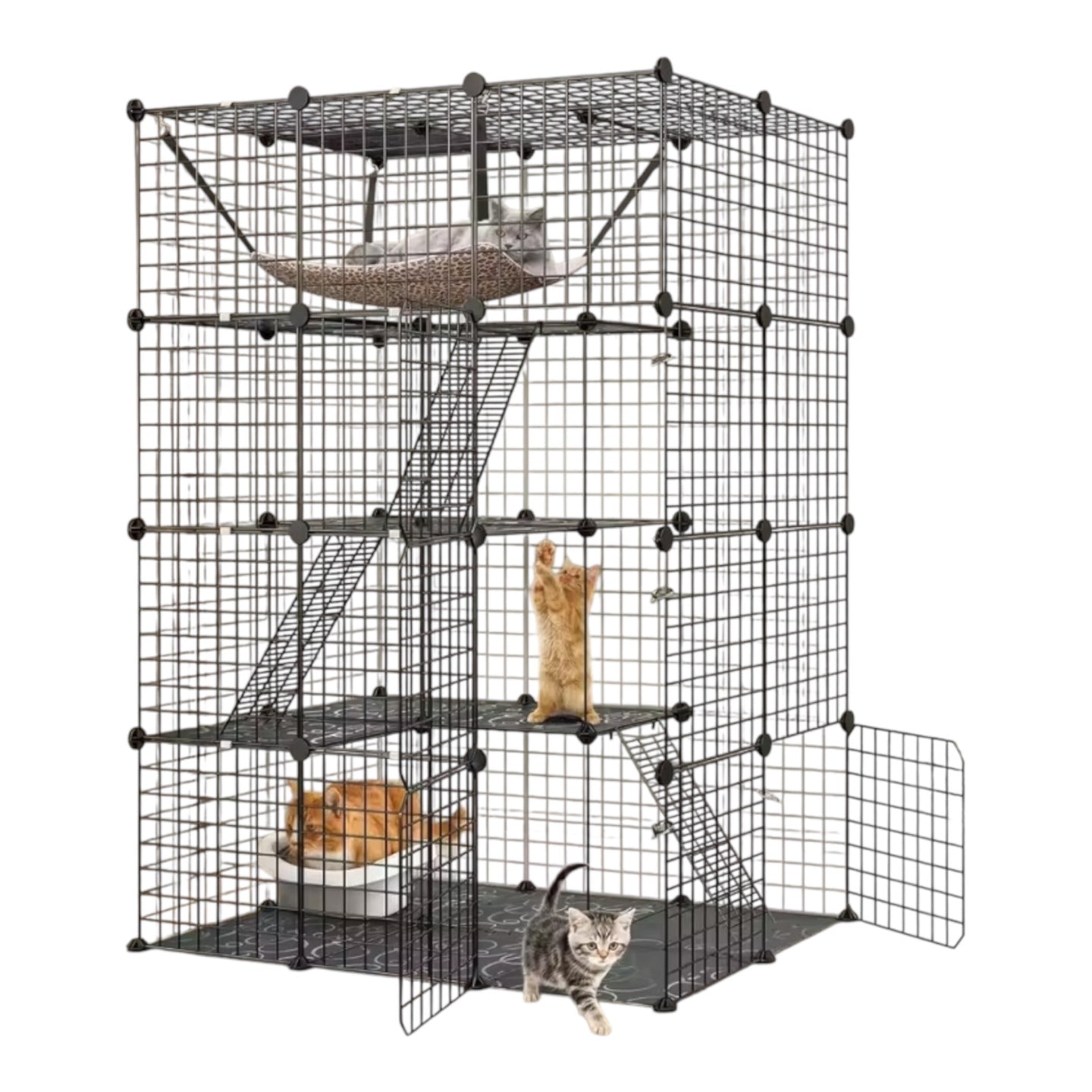 Large Indoor Cat Cage with Hammock & Platforms – DIY Pet Enclosure