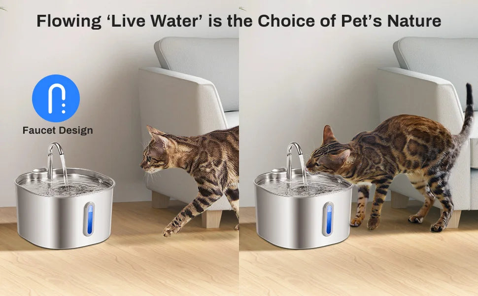 Stainless Steel Cat Fountain 2.2L