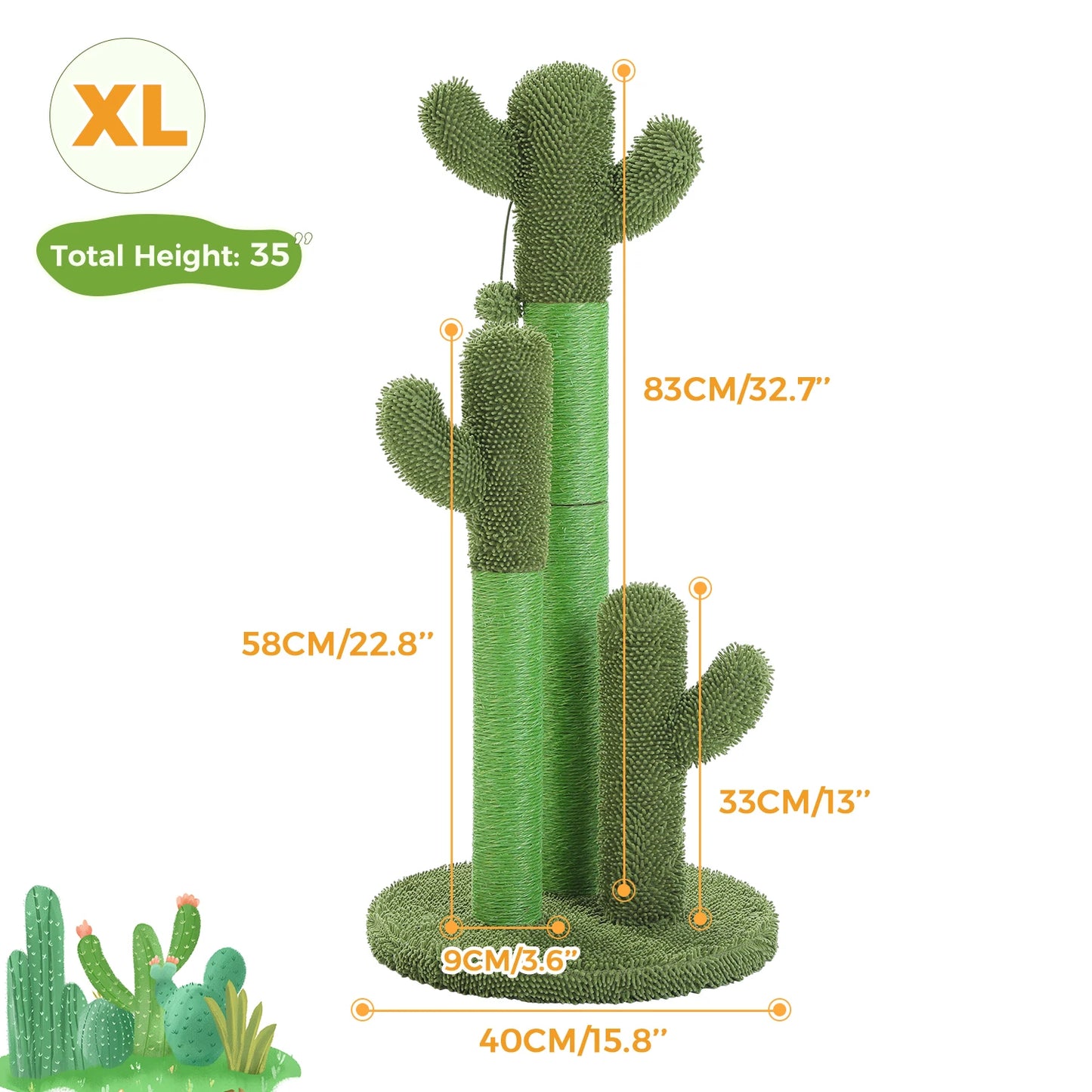 Cactus Cat Scratching Post with Interactive Ball