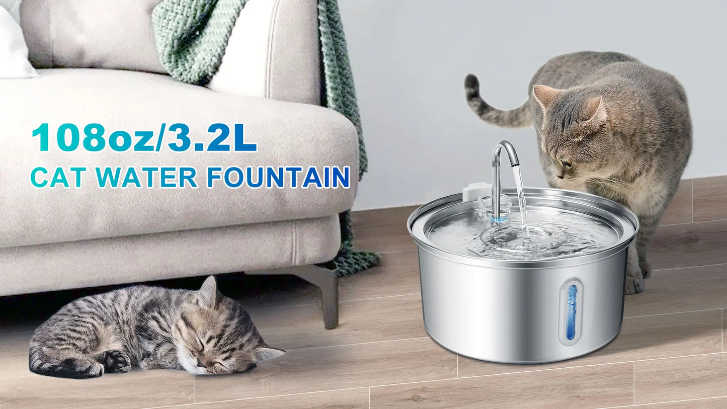 Stainless Steel Cat Fountain 3.2L