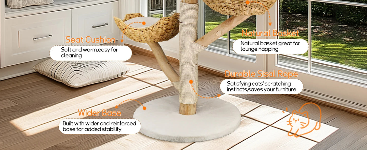 Luxury Cat Tree in Natural Willow Wood: Cat tower