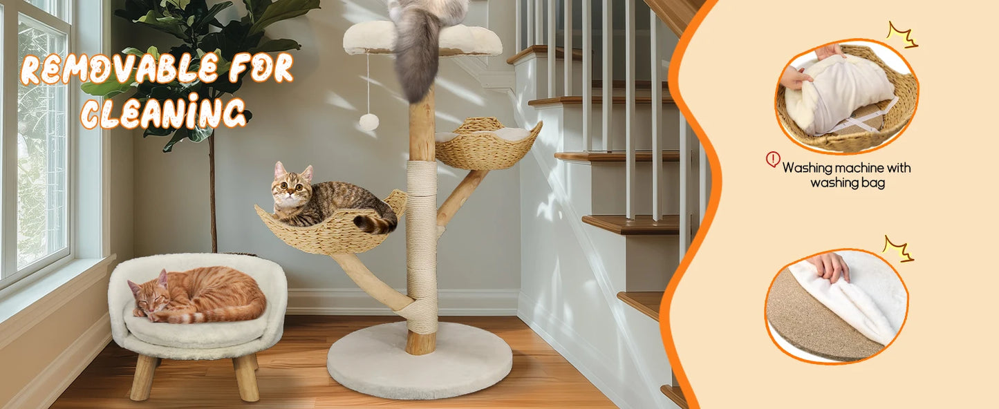 Luxury Cat Tree in Natural Willow Wood: Cat tower