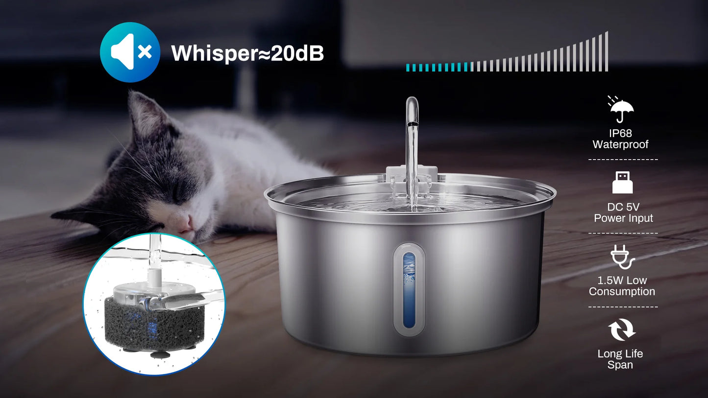 Stainless Steel Cat Fountain 3.2L