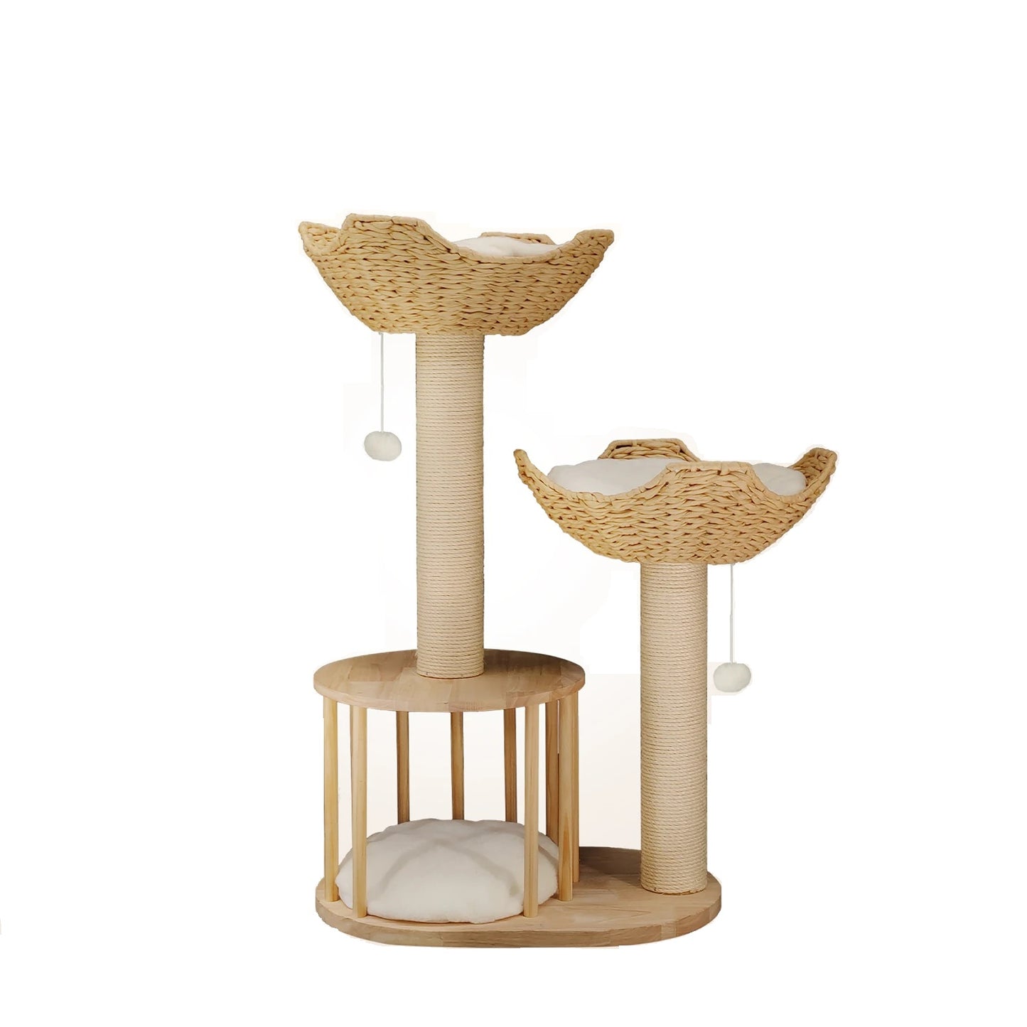 Modern Wooden Cat Tower for Indoor Cats – Multi-Level Design