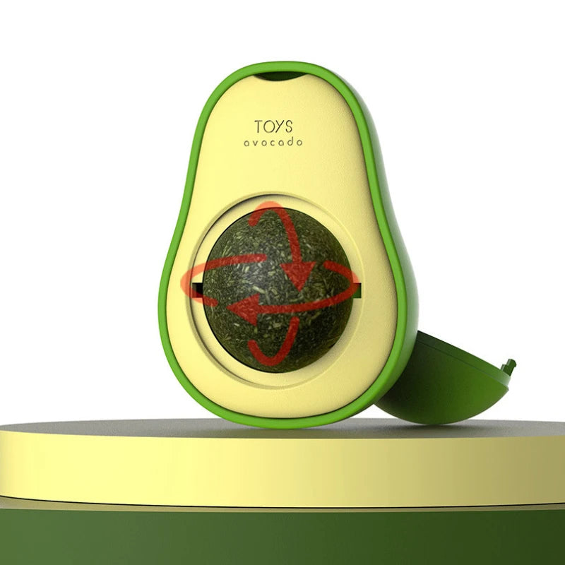 Avocado Catnip Ball Toy – Rotating Wall-Mounted Cat Treat