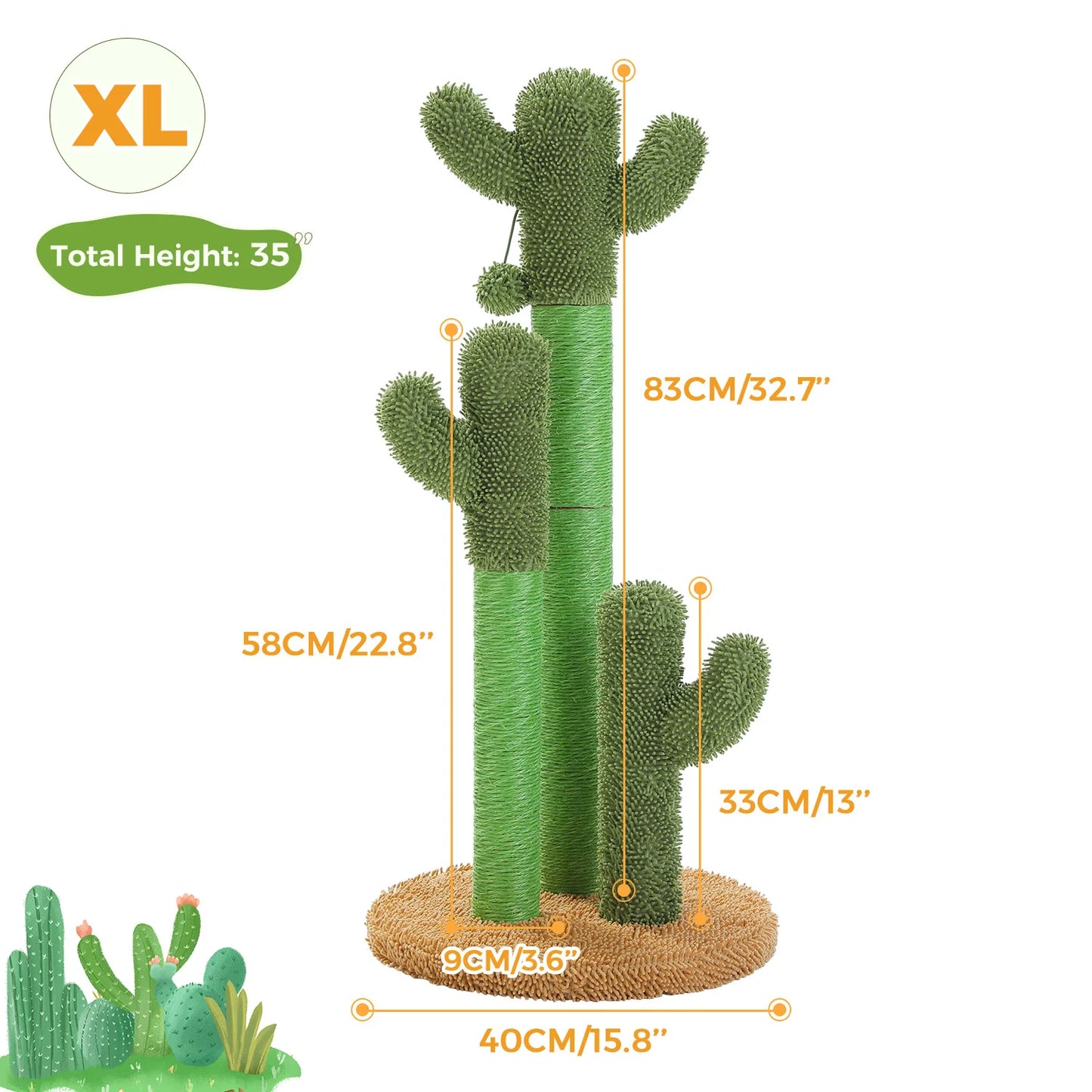 Cactus Cat Scratching Post with Interactive Ball