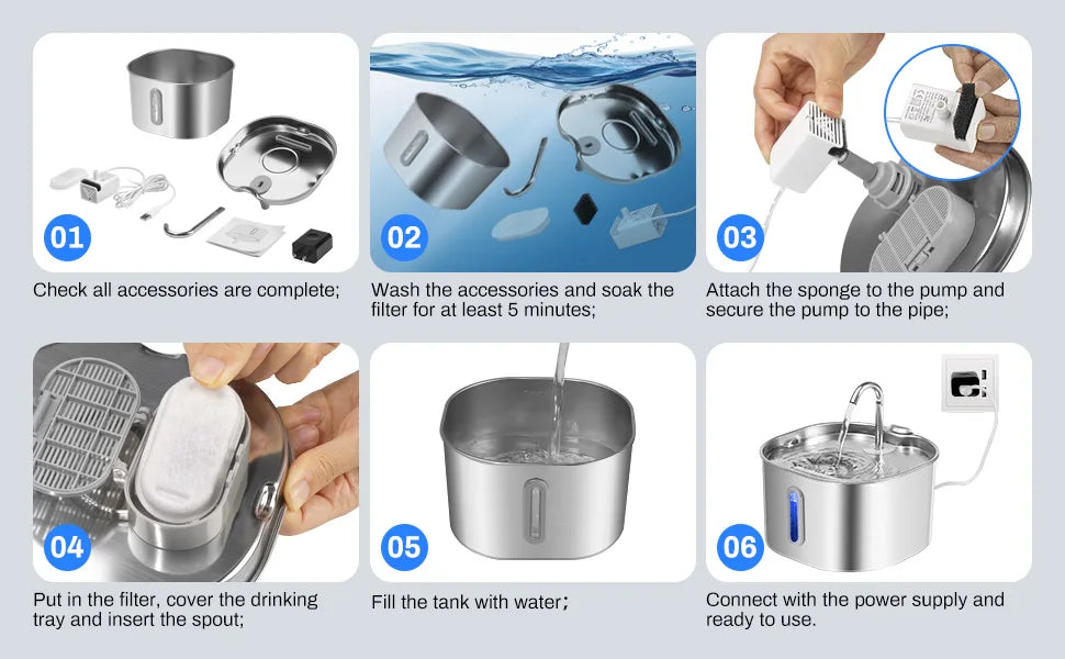 Stainless Steel Cat Fountain 2.2L
