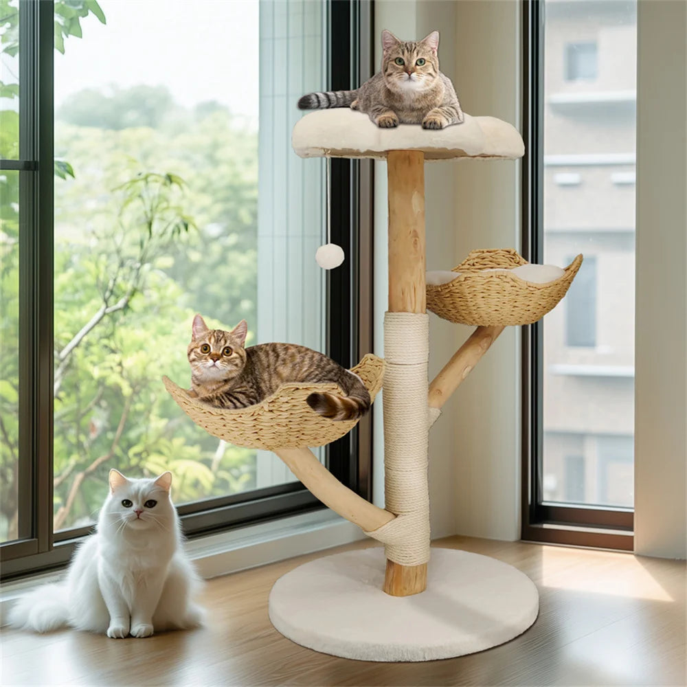 Luxury Cat Tree in Natural Willow Wood: Cat tower