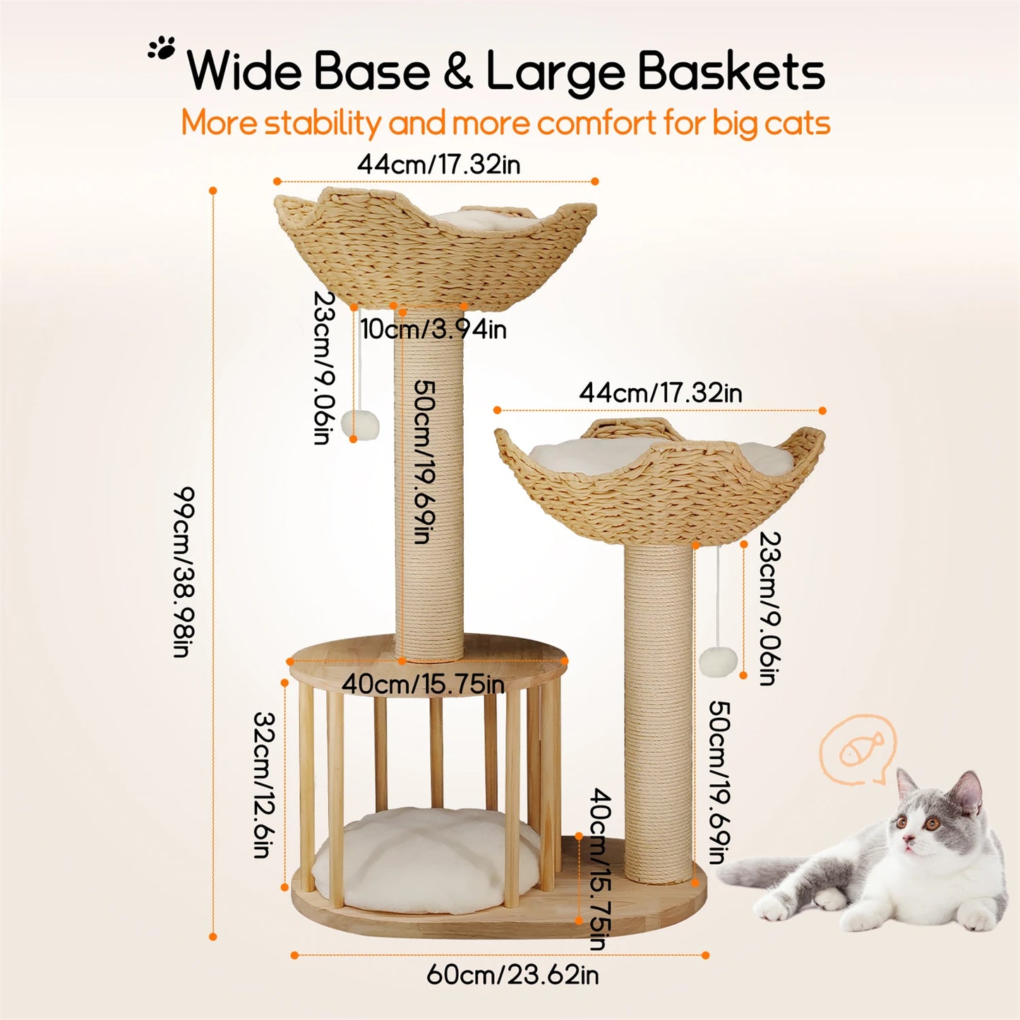 Modern Wooden Cat Tower for Indoor Cats – Multi-Level Design