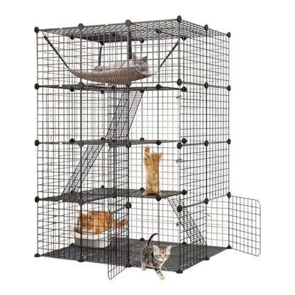 Large Indoor Cat Cage with Hammock & Platforms – DIY Pet Enclosure