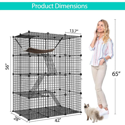 Large Indoor Cat Cage with Hammock & Platforms – DIY Pet Enclosure
