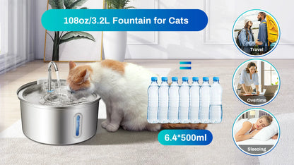Stainless Steel Cat Fountain 3.2L