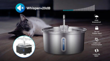 Stainless Steel Cat Fountain 3.2L
