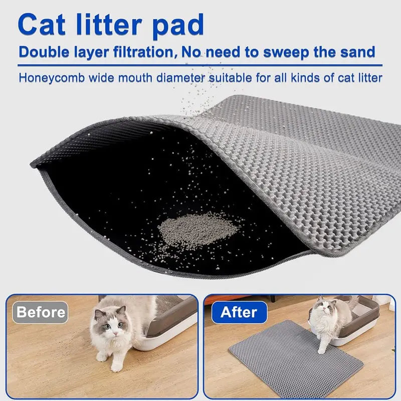 Non-Slip Waterproof Cat Litter Mat – Easy Clean & Litter Trap Pad